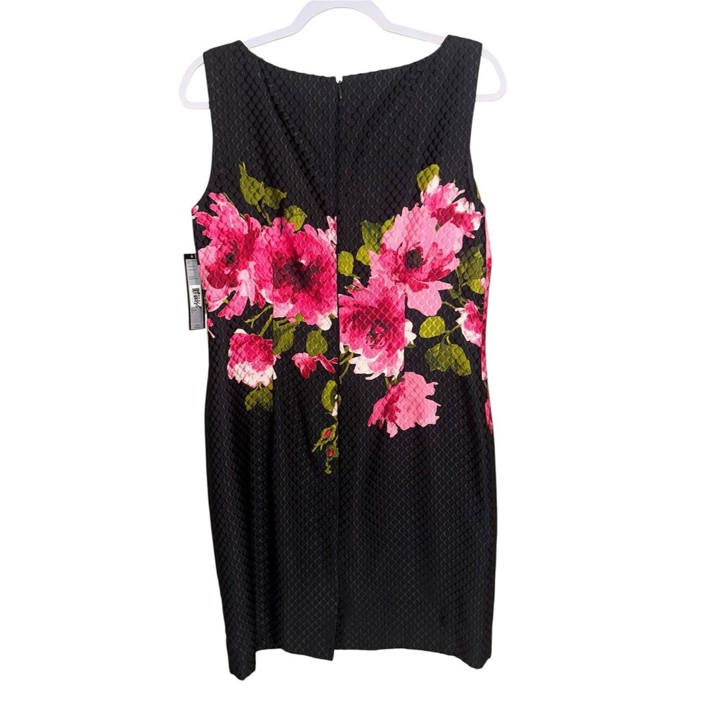 NWT Tahari Arthur S Levine Black Floral Sleeveless Sheath Dress Size 10 NEW $128 - Picture 3 of 15